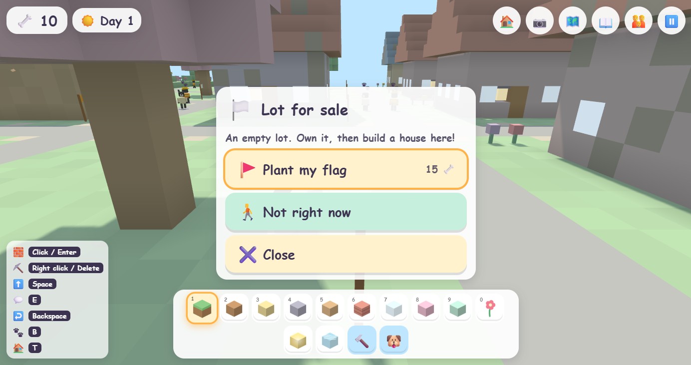 The lot for sale dialog