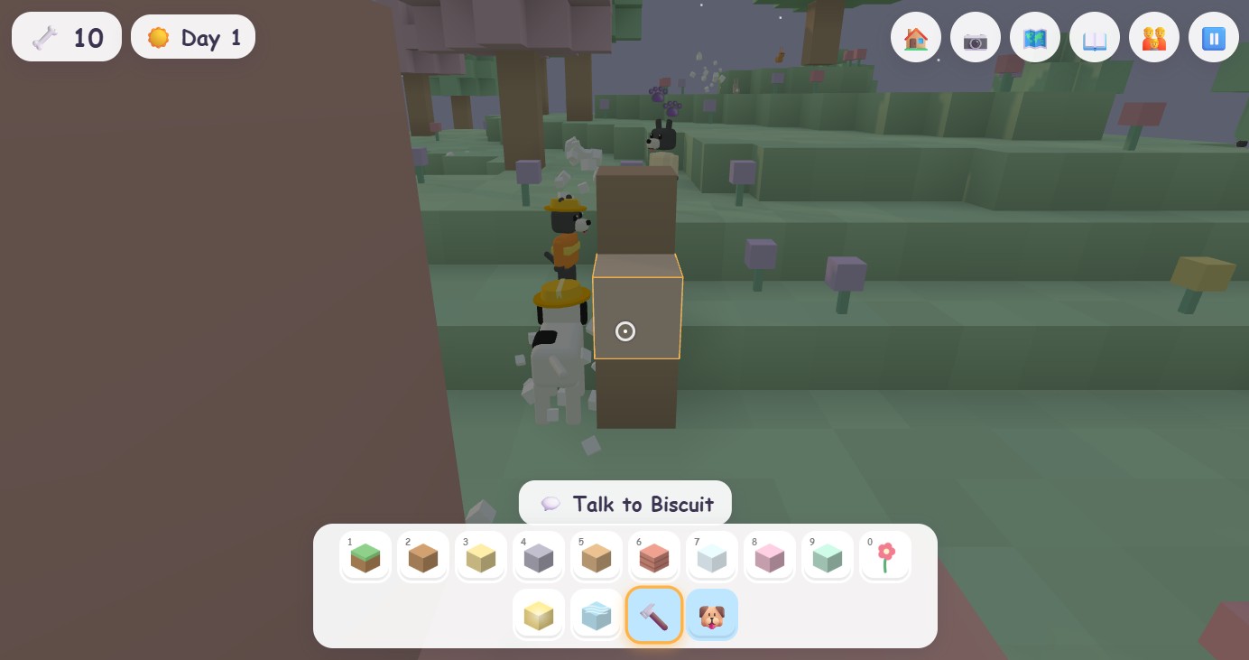 The touch layout with joystick and big emoji buttons